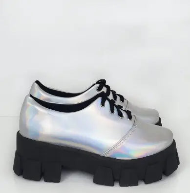 Sapato Oxford Holográfico Prata - Jenos - SANTACROW