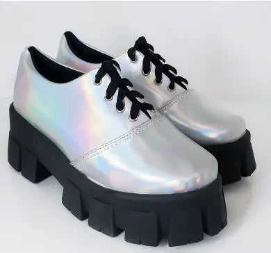 Sapato Oxford Holográfico Prata - Jenos - SANTACROW